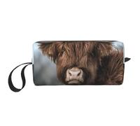 Borsa per il trucco, Borsa per la ricezione Borsa per cosmetici da viaggio Borsa da toilette Borsa per trucco portatile Organizer,Fauna selvatica scozzese della mucca dell'altopiano