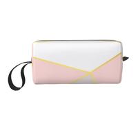 Borsa per il trucco, Borsa per la ricezione Borsa per cosmetici da viaggio Borsa da toilette Borsa per trucco portatile Organizer,Rosa Grigio geometrico