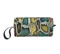 Borsa per il trucco, Borsa per la ricezione Borsa per cosmetici da viaggio Borsa da toilette Borsa per trucco portatile Organizer,Texture colorata della pelle di serpente