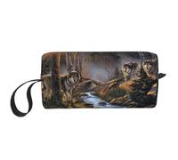 Borsa per il trucco, Borsa per la ricezione Borsa per cosmetici da viaggio Borsa da toilette Borsa per trucco portatile Organizer,Lupo fauna selvatica