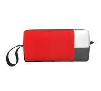 Borsa per il trucco, Borsa per la ricezione Borsa per cosmetici da viaggio Borsa da toilette Borsa per trucco portatile Organizer,Blocco geometrico rosso grigio bianco e nero