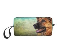 Borsa per il trucco, Borsa per la ricezione Borsa per cosmetici da viaggio Borsa da toilette Borsa per trucco portatile Organizer,Ritratto di stampa di cane pastore tedesco