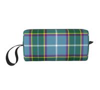 Borsa per il trucco, Borsa per la ricezione Borsa per cosmetici da viaggio Borsa da toilette Borsa per trucco portatile Organizer,Estratto di tartan del distretto di Isle Man Laxey Manx