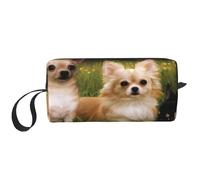Borsa per il trucco, Borsa per la ricezione Borsa per cosmetici da viaggio Borsa da toilette Borsa per trucco portatile Organizer,Cuccioli di Chihuahua