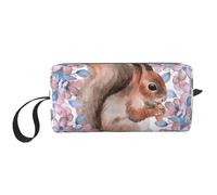 Borsa per il trucco, Borsa per la ricezione Borsa per cosmetici da viaggio Borsa da toilette Borsa per trucco portatile Organizer,Scoiattolo Del Fumetto Con I Fiori