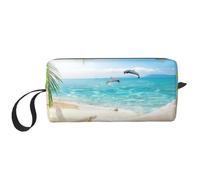 Borsa per il trucco, Borsa per la ricezione Borsa per cosmetici da viaggio Borsa da toilette Borsa per trucco portatile Organizer,Stelle marine Beach Sea Palms stampate
