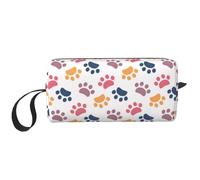 Borsa per il trucco, Borsa per la ricezione Borsa per cosmetici da viaggio Borsa da toilette Borsa per trucco portatile Organizer,Zampa Modello Impronta Animale Su Un Bianco
