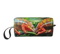 Borsa per il trucco, Borsa per la ricezione Borsa per cosmetici da viaggio Borsa da toilette Borsa per trucco portatile Organizer,Camaleonte carino