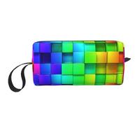 Borsa per il trucco, Borsa per la ricezione Borsa per cosmetici da viaggio Borsa da toilette Borsa per trucco portatile Organizer,Plaid color arcobaleno