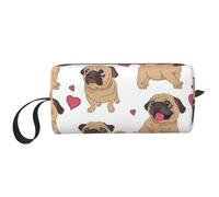 Borsa per il trucco, Borsa per la ricezione Borsa per cosmetici da viaggio Borsa da toilette Borsa per trucco portatile Organizer,Cuccioli di carlini divertenti cartoni animati