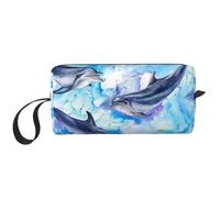 Borsa per il trucco, Borsa per la ricezione Borsa per cosmetici da viaggio Borsa da toilette Borsa per trucco portatile Organizer,Dipingere il delfino