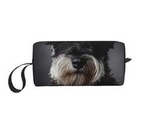 Borsa per il trucco, Borsa per la ricezione Borsa per cosmetici da viaggio Borsa da toilette Borsa per trucco portatile Organizer,Ritratto Schnauzer grigio scuro