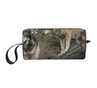 Borsa per il trucco, Borsa per la ricezione Borsa per cosmetici da viaggio Borsa da toilette Borsa per trucco portatile Organizer,Lupo stampato