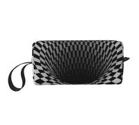 Borsa per il trucco, Borsa per la ricezione Borsa per cosmetici da viaggio Borsa da toilette Borsa per trucco portatile Organizer,Illusione ottica geometrica astratta del vortice 3D