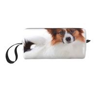 Borsa per il trucco, Borsa per la ricezione Borsa per cosmetici da viaggio Borsa da toilette Borsa per trucco portatile Organizer,Cane Papillon Lanuginoso