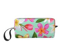 Borsa per il trucco, Borsa per la ricezione Borsa per cosmetici da viaggio Borsa da toilette Borsa per trucco portatile Organizer,Plumeria floreale dei fiori tropicali dell'acquerello