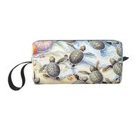 Borsa per il trucco, Borsa per la ricezione Borsa per cosmetici da viaggio Borsa da toilette Borsa per trucco portatile Organizer,Piccola tartaruga che striscia verso il mare