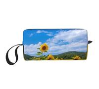 Borsa per il trucco, Borsa per la ricezione Borsa per cosmetici da viaggio Borsa da toilette Borsa per trucco portatile Organizer,Mare Di Girasole E Cielo Blu Nuvole Bianche