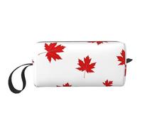 Borsa per il trucco, Borsa per la ricezione Borsa per cosmetici da viaggio Borsa da toilette Borsa per trucco portatile Organizer,Foglia d'acero rossa