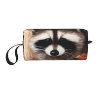 Borsa per il trucco, Borsa per la ricezione Borsa per cosmetici da viaggio Borsa da toilette Borsa per trucco portatile Organizer,Procione nel buco dell'albero autunnale stampato