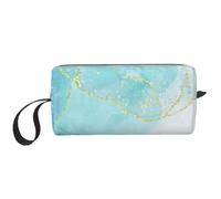 Borsa per il trucco, Borsa per la ricezione Borsa per cosmetici da viaggio Borsa da toilette Borsa per trucco portatile Organizer,Marmo liquido blu