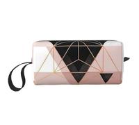 Borsa per il trucco, Borsa per la ricezione Borsa per cosmetici da viaggio Borsa da toilette Borsa per trucco portatile Organizer,Triangolo geometrico in marmo oro rosa