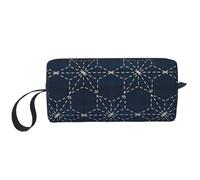 Borsa per il trucco, Borsa per la ricezione Borsa per cosmetici da viaggio Borsa da toilette Borsa per trucco portatile Organizer,Sashiko Tobi Asa No Ha Foglia di canapa sparsa
