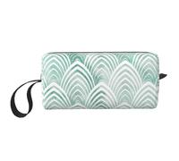 Borsa per il trucco, Borsa per la ricezione Borsa per cosmetici da viaggio Borsa da toilette Borsa per trucco portatile Organizer,Scaglie di marmo con geometria bianca menta acqua