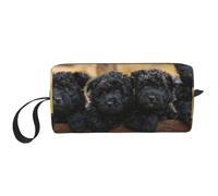 Borsa per il trucco, Borsa per la ricezione Borsa per cosmetici da viaggio Borsa da toilette Borsa per trucco portatile Organizer,Affenpinscher Famiglia Cuccioli Cani Neri Scimmia