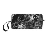 Borsa per il trucco, Borsa per la ricezione Borsa per cosmetici da viaggio Borsa da toilette Borsa per trucco portatile Organizer,Pietra di marmo grigio grafite argento nero