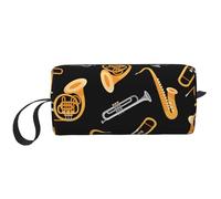 Borsa per il trucco, Borsa per la ricezione Borsa per cosmetici da viaggio Borsa da toilette Borsa per trucco portatile Organizer,Sassofono Trombone Musica Nero