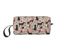 Borsa per il trucco, Borsa per la ricezione Borsa per cosmetici da viaggio Borsa da toilette Borsa per trucco portatile Organizer,Puntatore tedesco a pelo corto Black Lab Tri Collie Florals