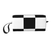 Borsa per il trucco, Borsa per la ricezione Borsa per cosmetici da viaggio Borsa da toilette Borsa per trucco portatile Organizer,Razza Bianca Nera A Scacchi