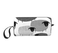 Borsa per il trucco, Borsa per la ricezione Borsa per cosmetici da viaggio Borsa da toilette Borsa per trucco portatile Organizer,Pecore divertenti su sfondo grigio