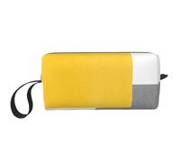 Borsa per il trucco, Borsa per la ricezione Borsa per cosmetici da viaggio Borsa da toilette Borsa per trucco portatile Organizer,Blocco geometrico bianco grigio giallo