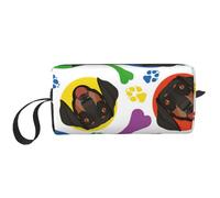 Borsa per il trucco, Borsa per la ricezione Borsa per cosmetici da viaggio Borsa da toilette Borsa per trucco portatile Organizer,Faccia giocosa del bassotto