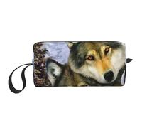 Borsa per il trucco, Borsa per la ricezione Borsa per cosmetici da viaggio Borsa da toilette Borsa per trucco portatile Organizer,Lupo animale della fauna selvatica