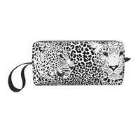 Borsa per il trucco, Borsa per la ricezione Borsa per cosmetici da viaggio Borsa da toilette Borsa per trucco portatile Organizer,Stampa tigre leopardata in bianco e nero