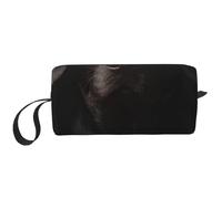 Borsa per il trucco, Borsa per la ricezione Borsa per cosmetici da viaggio Borsa da toilette Borsa per trucco portatile Organizer,Curioso Labrador nero adottato