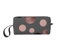 Borsa per il trucco, Borsa per la ricezione Borsa per cosmetici da viaggio Borsa da toilette Borsa per trucco portatile Organizer,Eleganti cerchi neri finti rosa