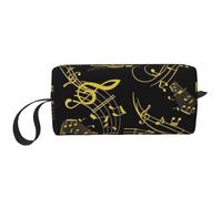 Borsa per il trucco, Borsa per la ricezione Borsa per cosmetici da viaggio Borsa da toilette Borsa per trucco portatile Organizer,Note di musica nera