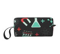Borsa per il trucco, Borsa per la ricezione Borsa per cosmetici da viaggio Borsa da toilette Borsa per trucco portatile Organizer,Modelli di chimica e scienza verdi
