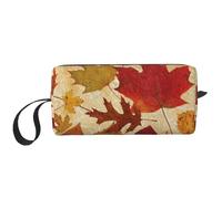 Borsa per il trucco, Borsa per la ricezione Borsa per cosmetici da viaggio Borsa da toilette Borsa per trucco portatile Organizer,Damasco di foglie autunnali