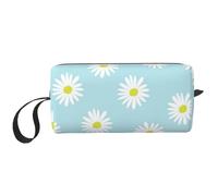 Borsa per il trucco, Borsa per la ricezione Borsa per cosmetici da viaggio Borsa da toilette Borsa per trucco portatile Organizer,Simpatico fiore margherita floreale blu