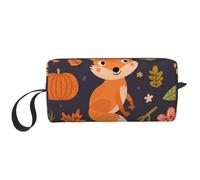 Borsa per il trucco, Borsa per la ricezione Borsa per cosmetici da viaggio Borsa da toilette Borsa per trucco portatile Organizer,Volpe carina autunnale