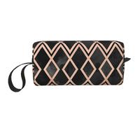 Borsa per il trucco, Borsa per la ricezione Borsa per cosmetici da viaggio Borsa da toilette Borsa per trucco portatile Organizer,Diamanti Geo Rame E Nero