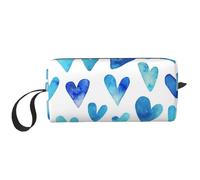 Borsa per il trucco, Borsa per la ricezione Borsa per cosmetici da viaggio Borsa da toilette Borsa per trucco portatile Organizer,Cuore Blu Elegante Romantico Unico