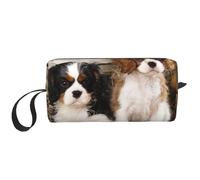 Borsa per il trucco, Borsa per la ricezione Borsa per cosmetici da viaggio Borsa da toilette Borsa per trucco portatile Organizer,Cuccioli di Cavalier King Charles Spaniel piccoli
