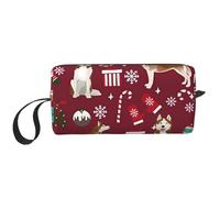 Borsa per il trucco, Borsa per la ricezione Borsa per cosmetici da viaggio Borsa da toilette Borsa per trucco portatile Organizer,Calze Husky Candy Canes Holiday Dog Ruby