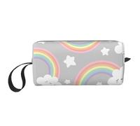 Borsa per il trucco, Borsa per la ricezione Borsa per cosmetici da viaggio Borsa da toilette Borsa per trucco portatile Organizer,Sfondo Nuvola Arcobaleno Cielo Grigio